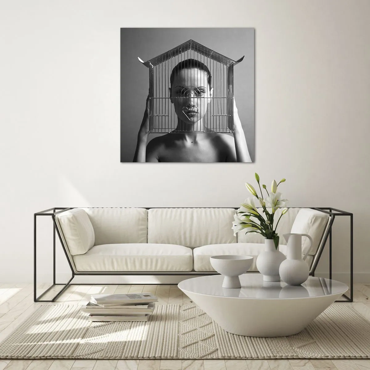 Cuadro sobre vidrio - Impresiones sobre Vidrio - Un retrato algo surrealista - 70x70 cm