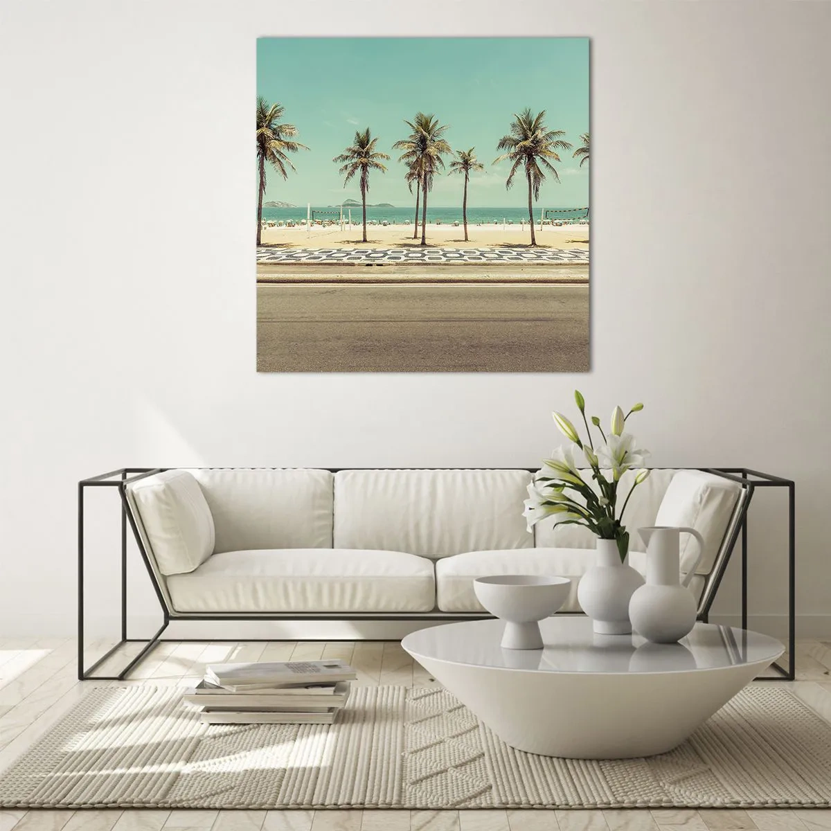 Cuadro sobre vidrio - Impresiones sobre Vidrio - En la playa - 60x60 cm