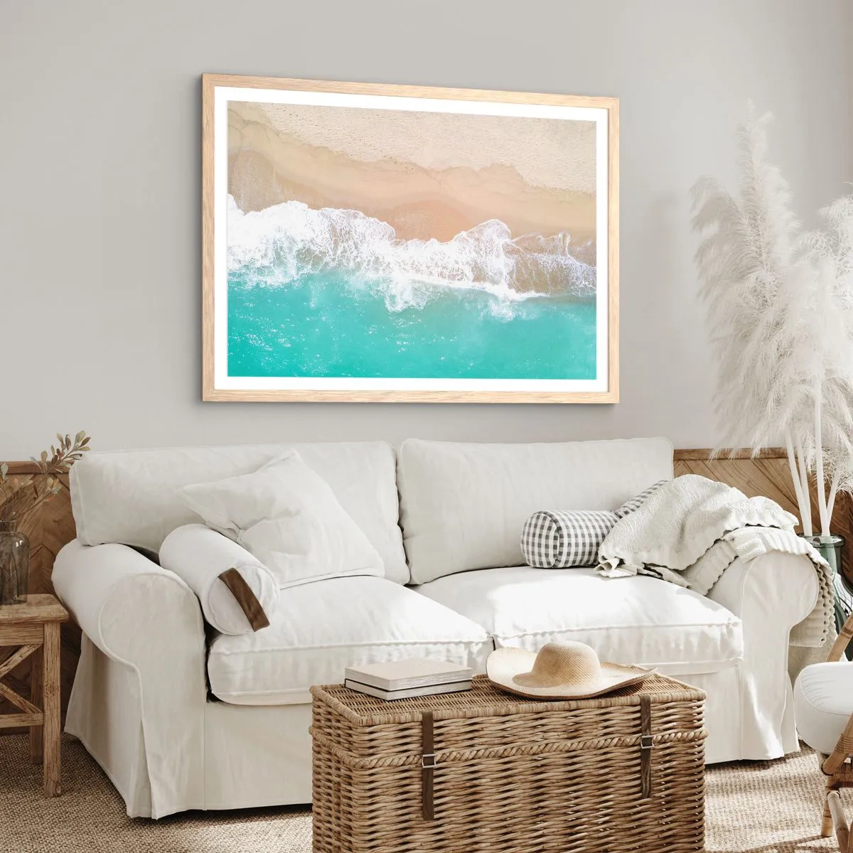 Póster en marco roble claro - Un toque acariciador - 100x70 cm