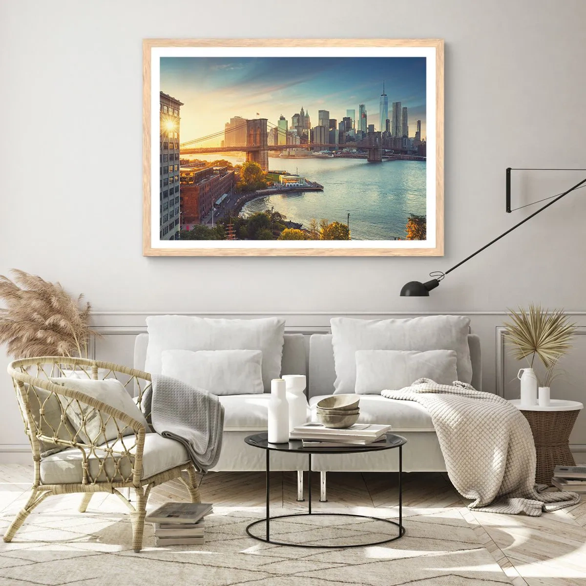 Póster en marco roble claro - El amanecer de la gran ciudad - 50x40 cm