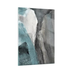 Cuadro sobre vidrio - Impresiones sobre Vidrio - Una representación abstracta de rocas y hielo en una paleta de colores fríos. - 50x70cm - Abstracción: rocas y hielo - Decoración de pared moderna para salón y dormitorio ARTTOR