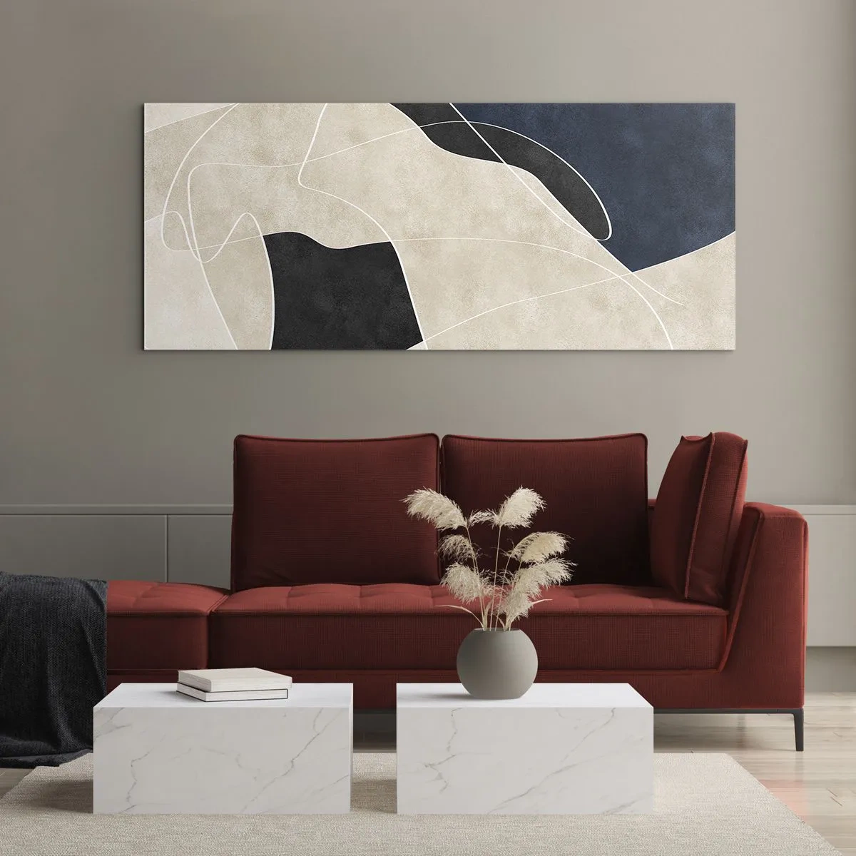 Cuadro sobre vidrio - Impresiones sobre Vidrio - Composición abstracta - contraste de colores - 100x40 cm