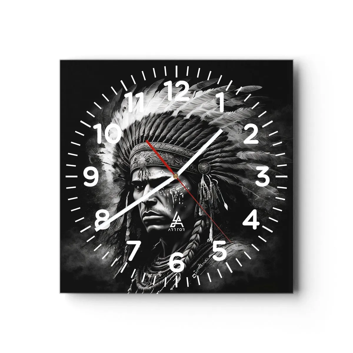 Reloj de pared - Reloj de vidrio - Líder y guerrero - 30x30 cm