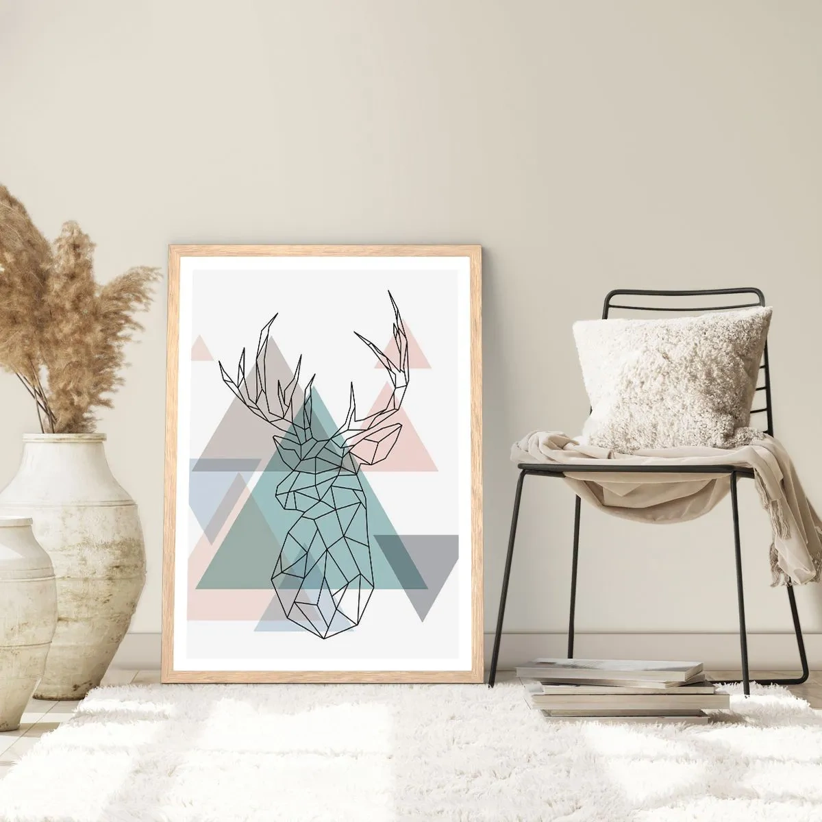 Póster en marco roble claro - En un bosque geométrico - 50x70 cm