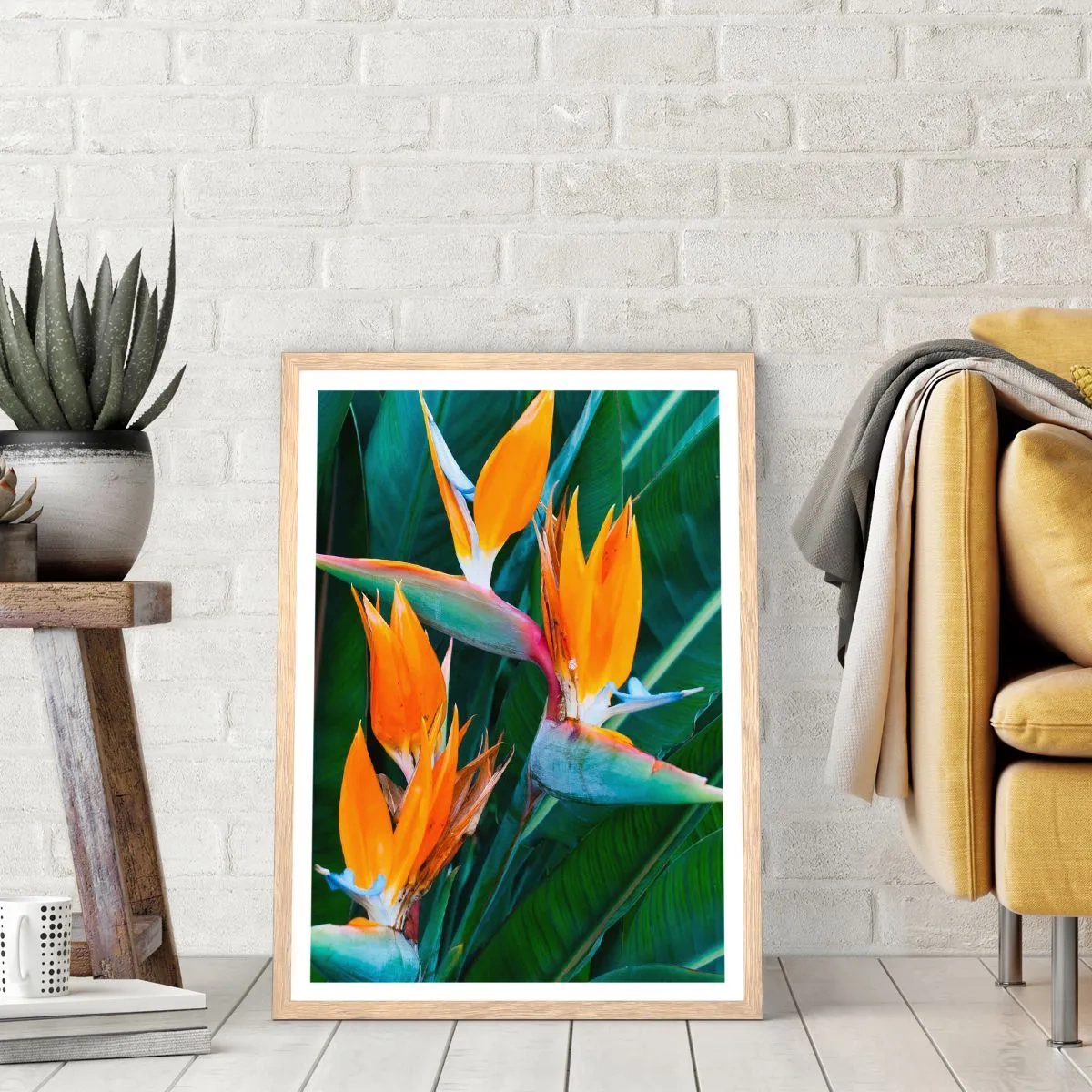 Póster en marco roble claro - ¿Es una flor o es un pájaro? - 70x100 cm