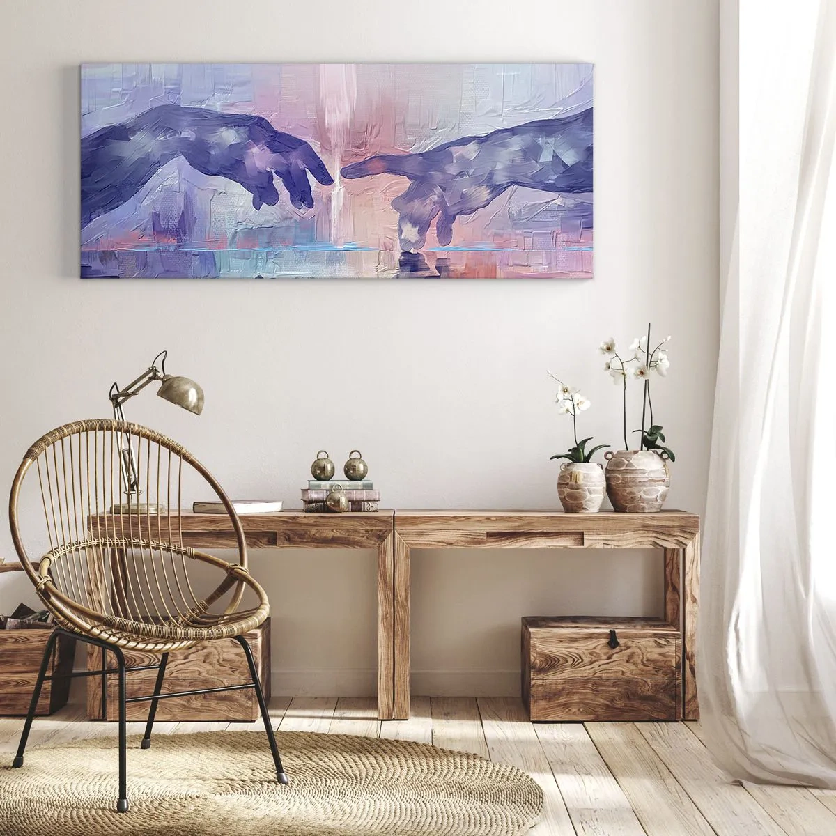 Cuadro sobre lienzo - Impresión de Imagen - Chispa divina de vida - 100x40 cm