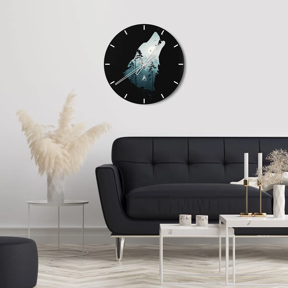 Reloj de pared - Reloj de vidrio - Voz de la noche del bosque - 40x40 cm