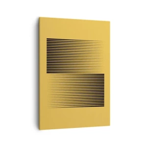 Cuadro sobre lienzo - Impresión de Imagen - Líneas negras verticales sobre un fondo amarillo - 50x70cm - Cuadrado de opuestos - Decoración de pared moderna para salón y dormitorio ARTTOR