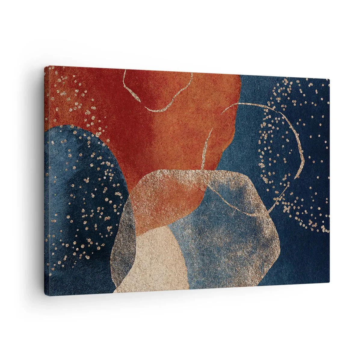 Cuadro sobre lienzo - Impresión de Imagen - Formas abstractas en tonos de rojo y azul. - 70x50cm - La ligereza del ser - Decoración de pared moderna para salón y dormitorio ARTTOR