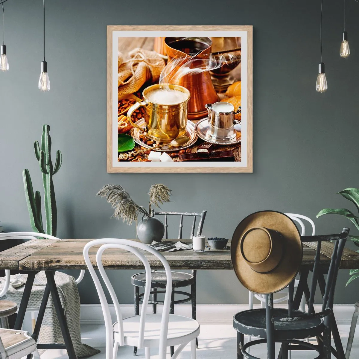 Póster en marco roble claro - Que tengas un buen día - 50x50 cm