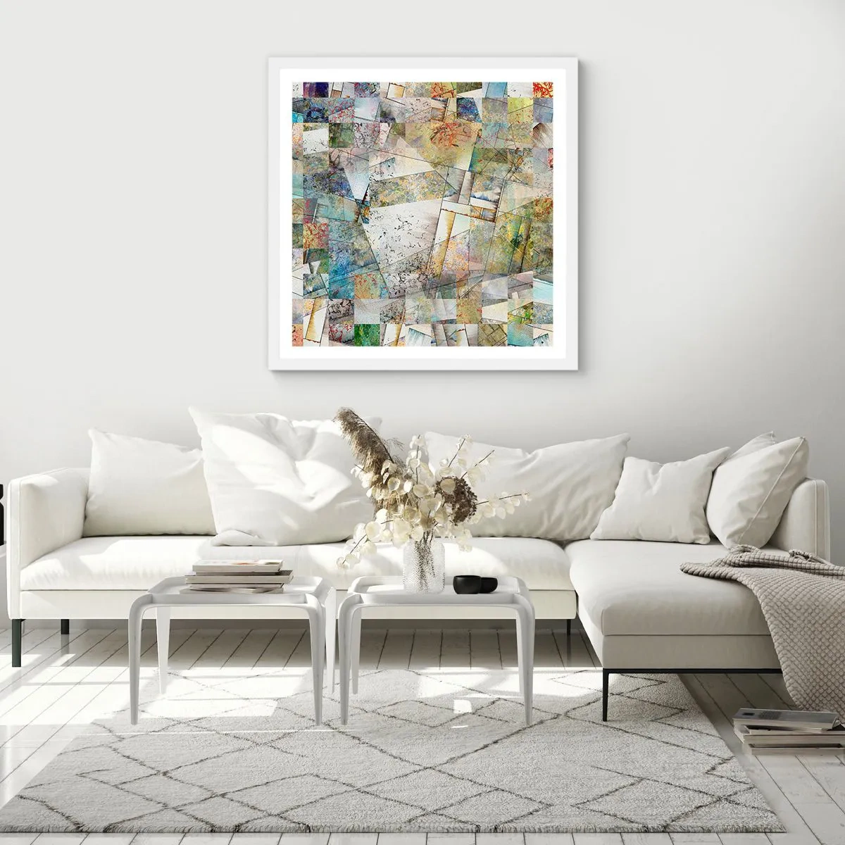 Póster en marco blanco - Remodelación geométrica - 30x30 cm