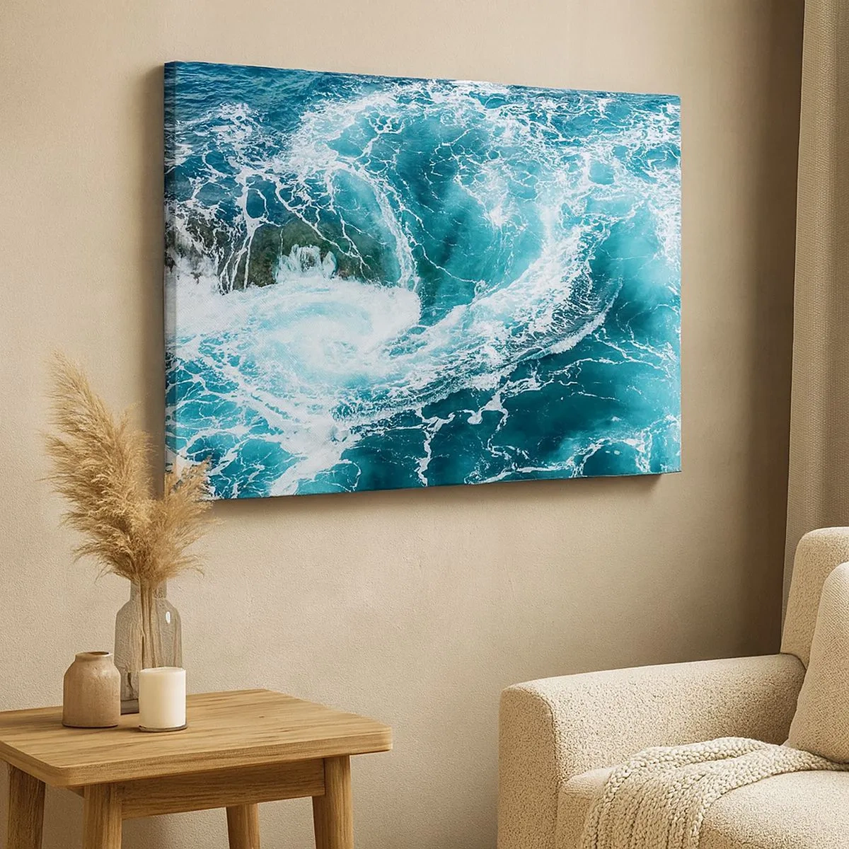 Cuadro sobre lienzo - Impresión de Imagen - Remolino oceánico dinámico - 70x50cm - Torbellino al núcleo de la Tierra - Decoración de pared moderna para salón y dormitorio ARTTOR