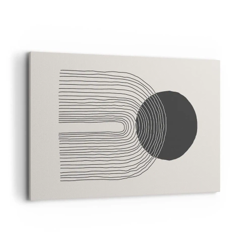 Cuadro sobre lienzo - Impresión de Imagen - Patrón abstracto con líneas y un círculo negro sobre un fondo claro - 120x80cm - Temblor y certeza - Decoración de pared moderna para salón y dormitorio ARTTOR