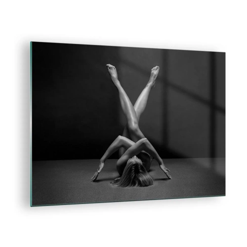 Cuadro sobre vidrio - Impresiones sobre Vidrio - Desnudo femenino en una composición corporal geométrica - 70x50cm - Geometría al desnudo - Decoración de pared moderna para salón y dormitorio ARTTOR