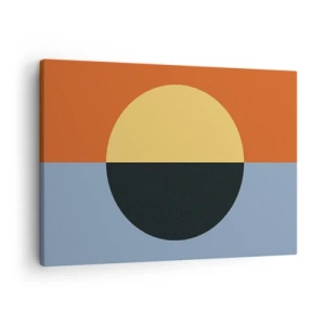 Cuadro sobre lienzo - Impresión de Imagen - Abstracción geométrica con colores contrastantes. - 70x50cm - Una composición de calidez y frescura - Decoración de pared moderna para salón y dormitorio ARTTOR