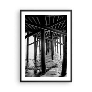 Póster en marco negro - Escondite en la playa - 50x70cm - Escondite en la playa - Decoración de pared moderna para salón y dormitorio ARTTOR