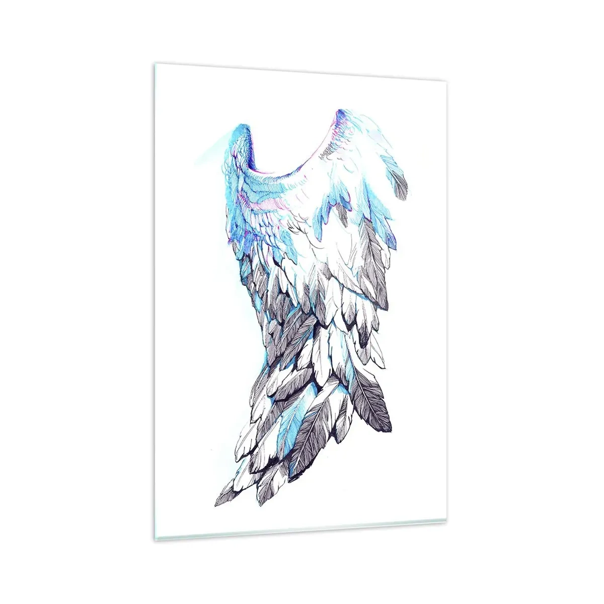 Cuadro sobre vidrio - Impresiones sobre Vidrio - Delicadas alas de ángel en tonos pastel. - 80x120cm - Necesito alas - Decoración de pared moderna para salón y dormitorio ARTTOR