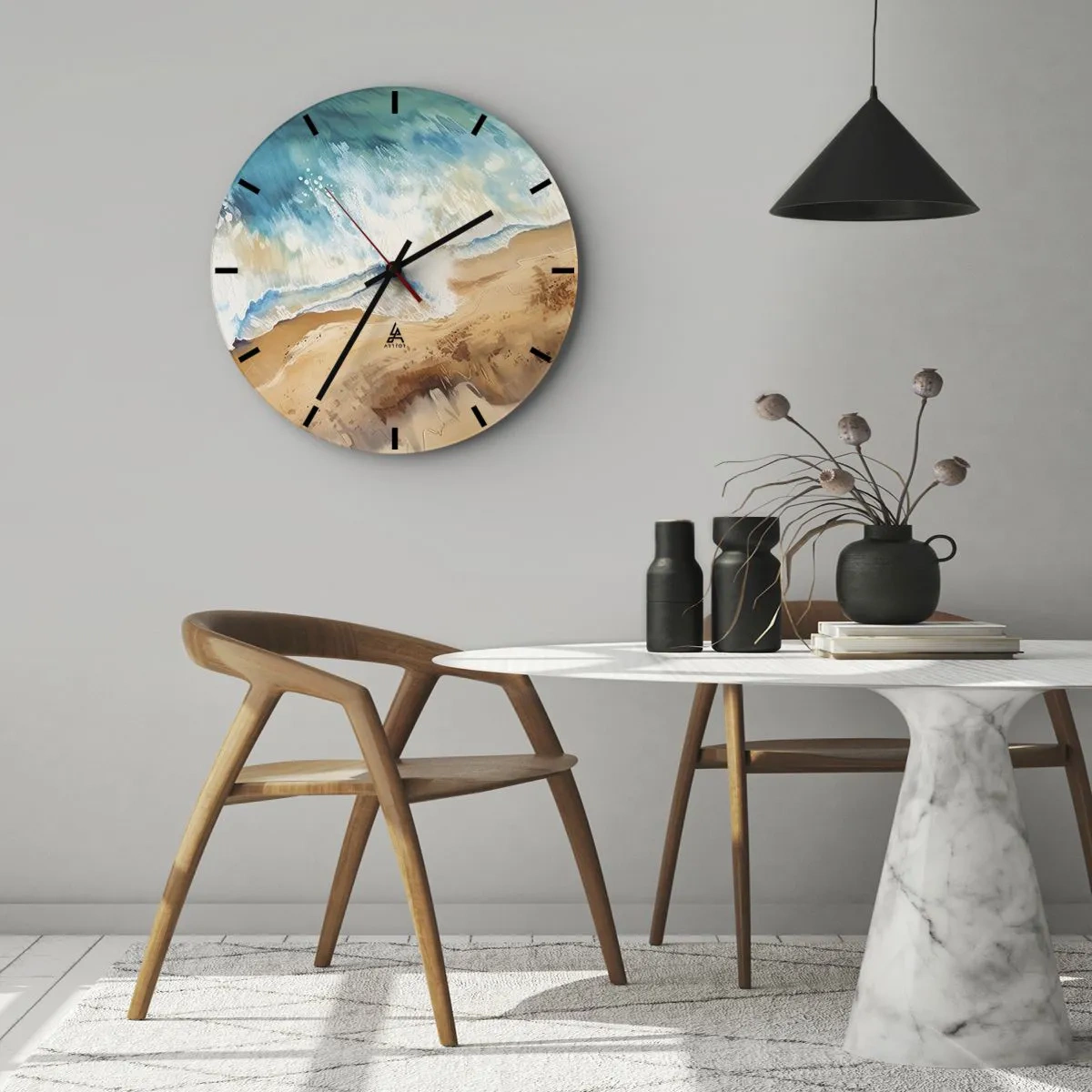 Reloj de pared - Reloj de vidrio - Olas recurrentes - 40x40 cm
