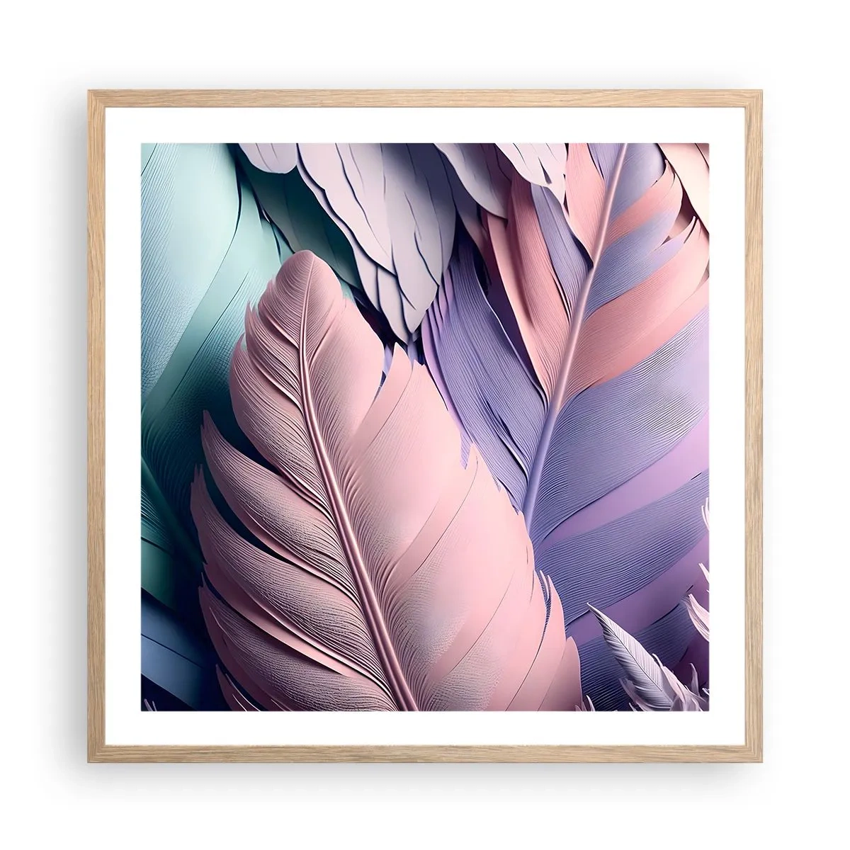 Póster en marco roble claro - Pájaro chic - 60x60 cm