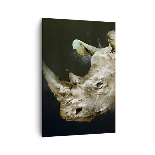 Cuadro sobre lienzo - Impresión de Imagen - Retrato de un rinoceronte en forma artística - 70x100cm - La verdadera fuerza - Decoración de pared moderna para salón y dormitorio ARTTOR