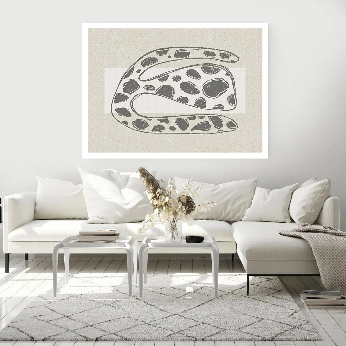 Póster - Patrón orgánico abstracto en tonos de gris - 100x70cm - Una criatura extraña - Decoración de pared moderna para salón y dormitorio ARTTOR