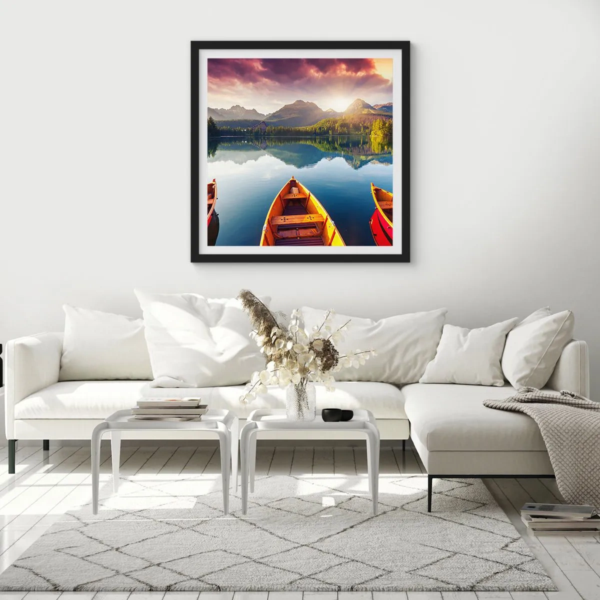 Póster en marco negro - Frente a la naturaleza - 50x50 cm