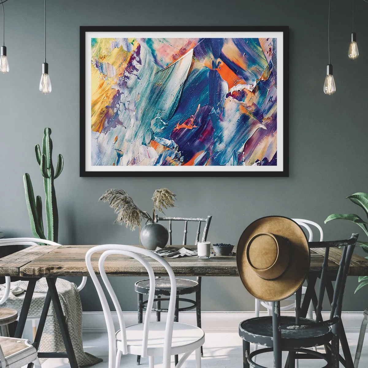 Póster en marco negro - Confusión de colores - 50x40 cm