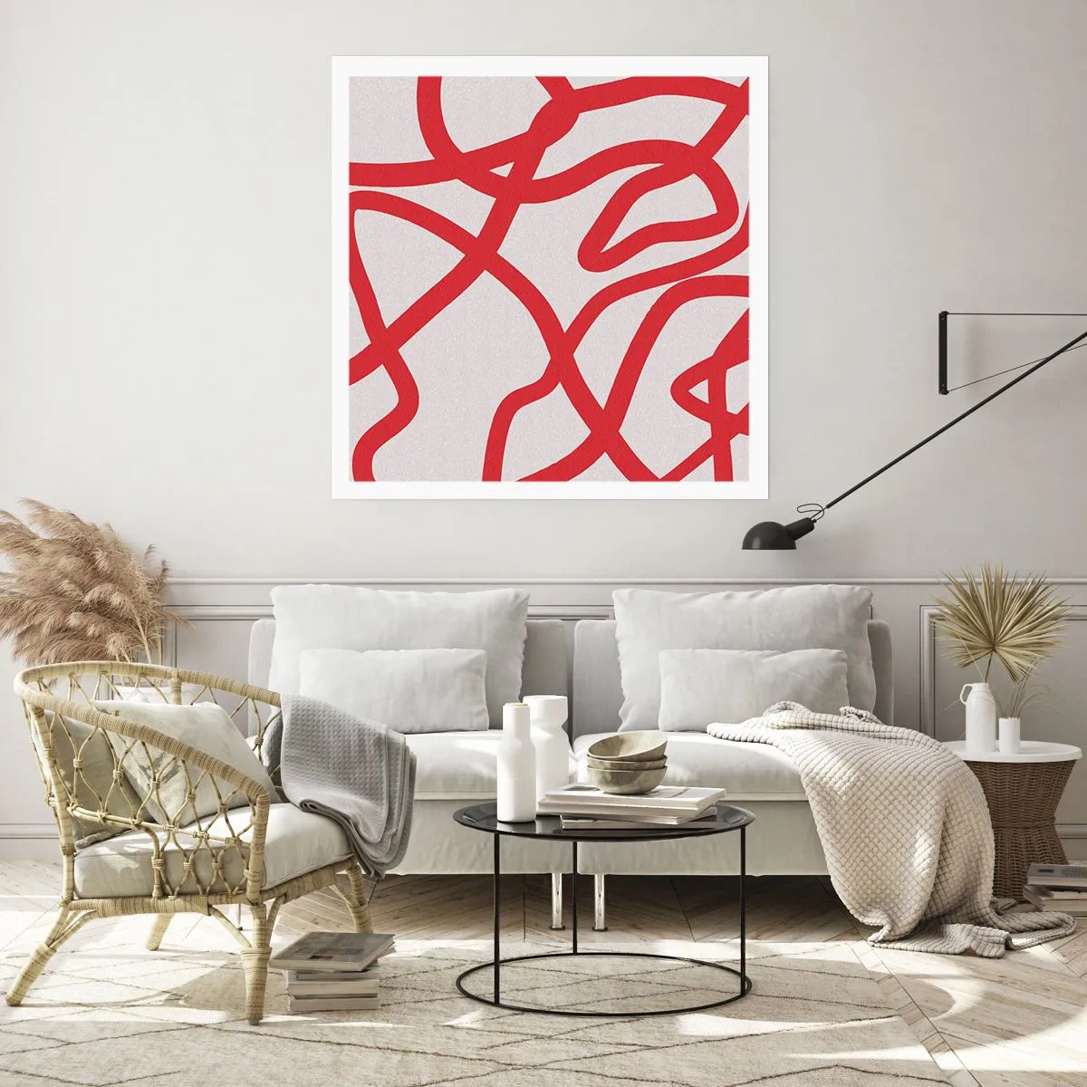 Póster - Rojo sobre blanco - 40x40 cm