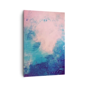 Cuadro sobre lienzo - Impresión de Imagen - Textura abstracta en tonos rosa y azul. - 70x100cm - Abrazo azul - Decoración de pared moderna para salón y dormitorio ARTTOR