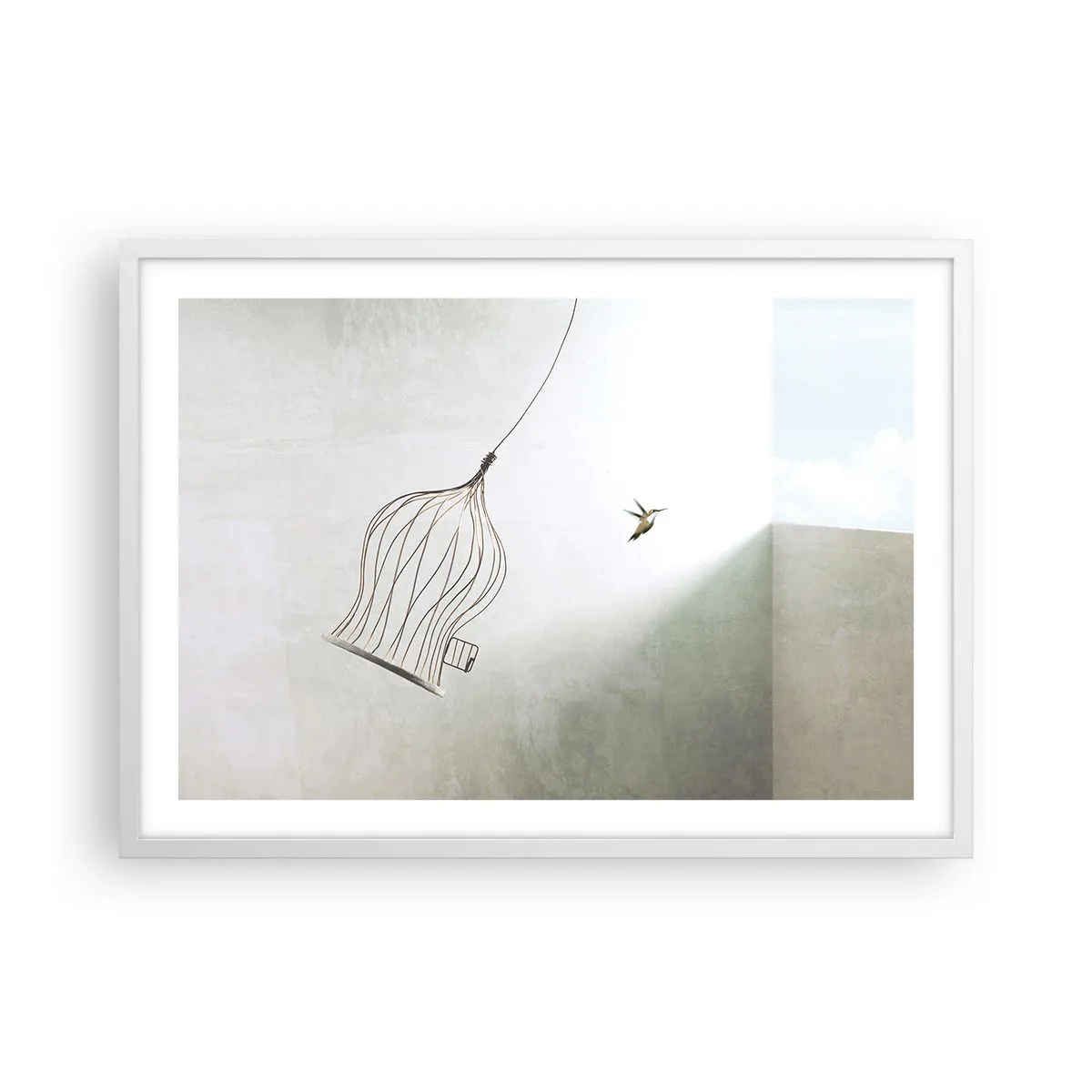 Póster en marco blanco - Aquí debo estar - 70x50 cm