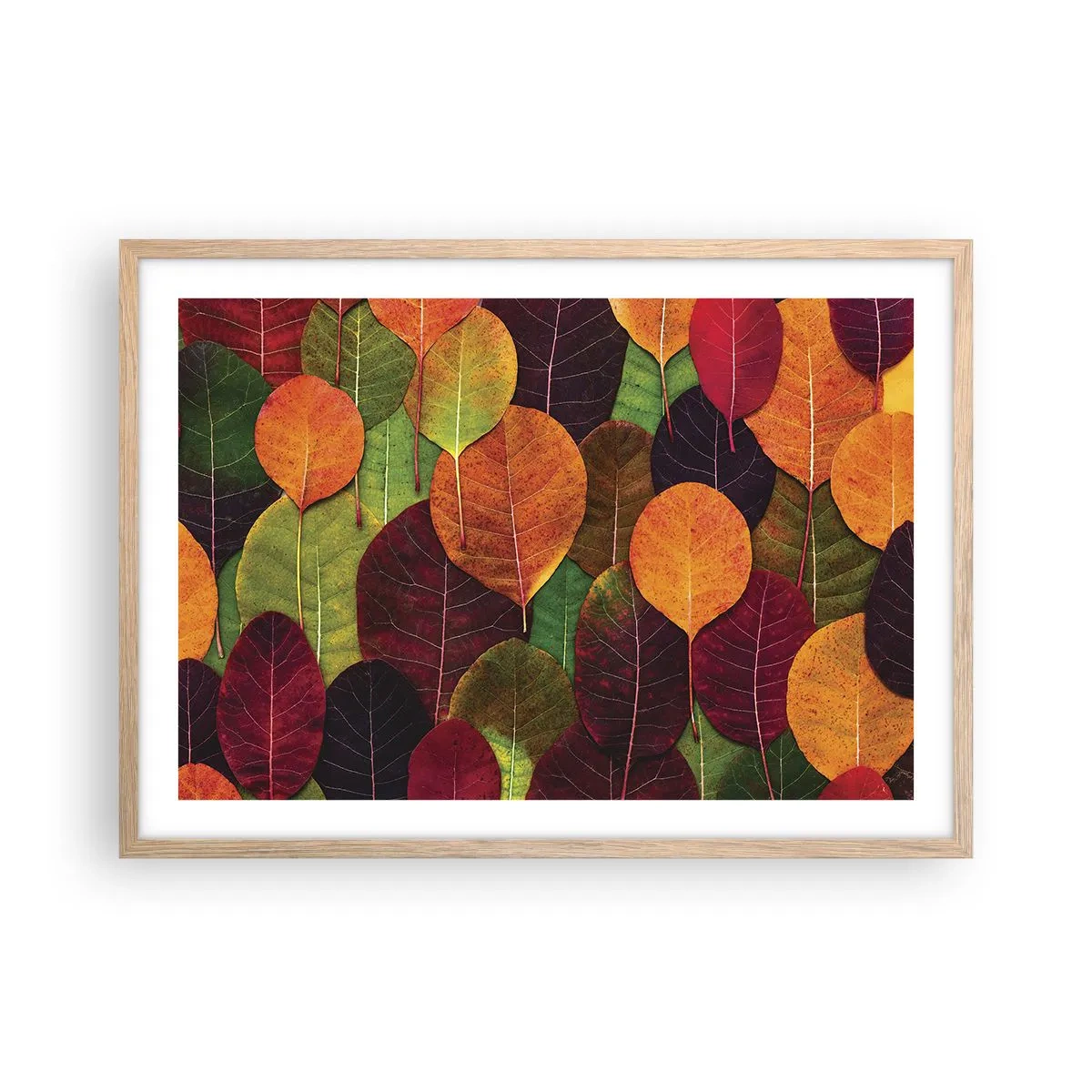 Póster en marco roble claro - Mosaico de otoño - 70x50 cm