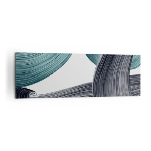 Cuadro sobre lienzo - Impresión de Imagen - Líneas abstractas fluidas en tonos verdes y grises. - 160x50cm - Senderos esmeralda y negro - Decoración de pared moderna para salón y dormitorio ARTTOR