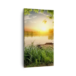 Cuadro sobre lienzo - Impresión de Imagen - Paisaje en un marco verde - 45x80 cm