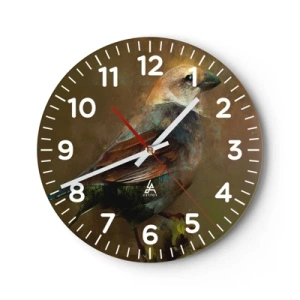 Reloj de pared - Reloj de vidrio - Pequeño gorrión - 40x40 cm