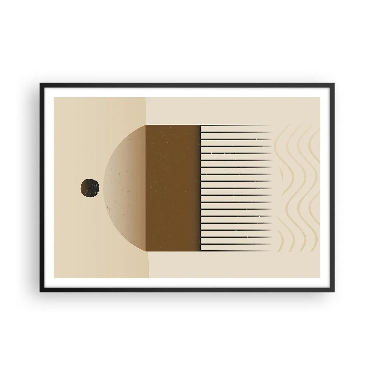 Póster en marco negro - Composición geométrica abstracta en tonos beige y marrón. - 100x70cm - Varios estados - Decoración de pared moderna para salón y dormitorio ARTTOR