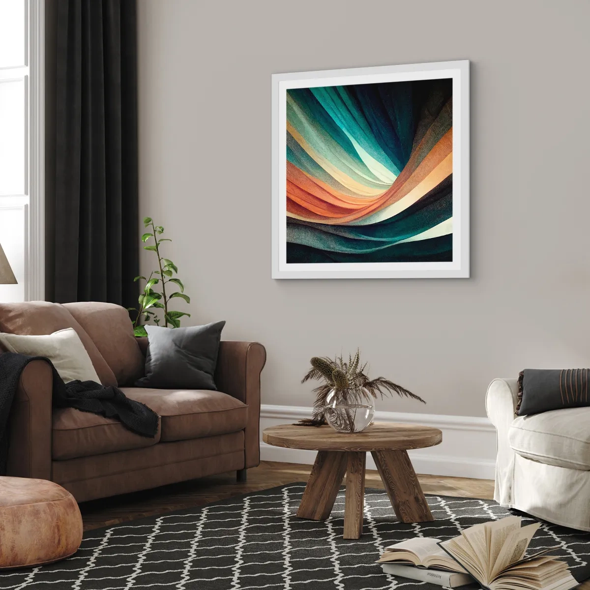 Póster en marco blanco - Tejido de colores - 40x40 cm