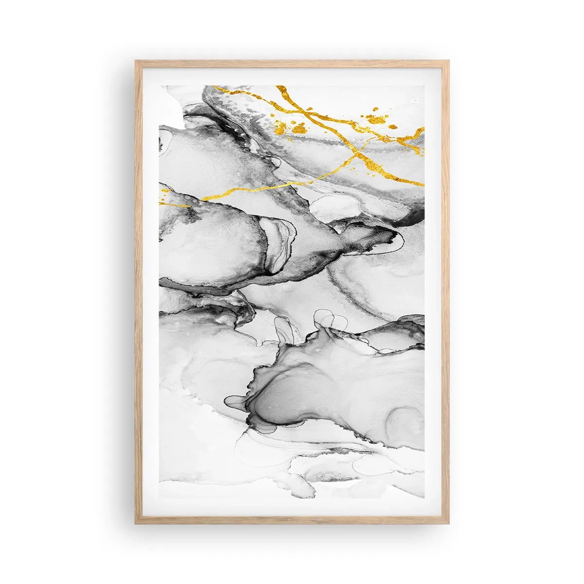 Póster en marco roble claro - Composición con motivo de oro - 61x91 cm