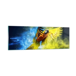 Cuadro sobre vidrio - Impresiones sobre Vidrio - En polvo azul y dorado - 90x30 cm