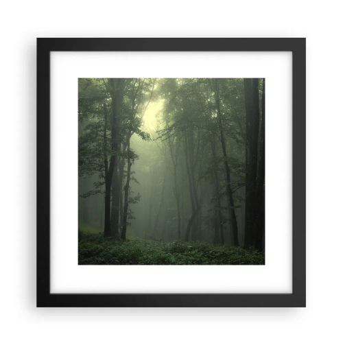 Póster en marco negro - Antes de que se despierte el bosque - 30x30 cm