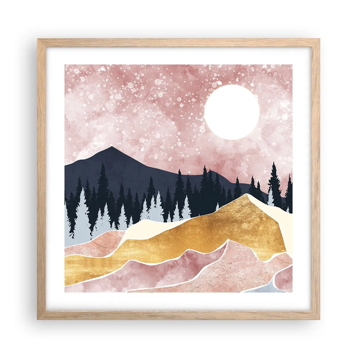 Póster en marco roble claro - Vigilancia nocturna - 50x50 cm