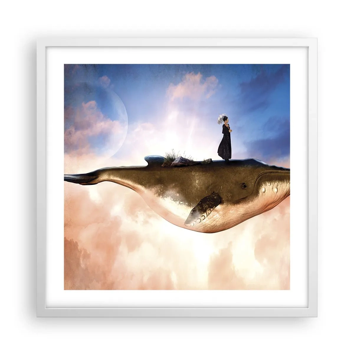 Póster en marco blanco - Un viaje surrealista - 50x50 cm