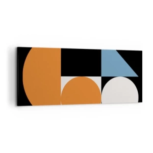 Cuadro sobre lienzo - Impresión de Imagen - Patrón geométrico con formas coloridas sobre un fondo negro. - 120x50cm - Diseño con figuras - Decoración de pared moderna para salón y dormitorio ARTTOR