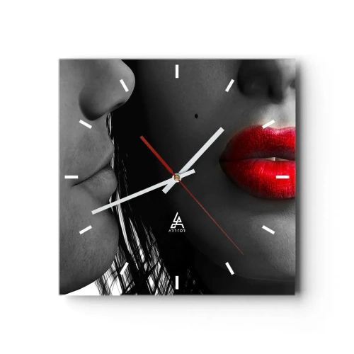 Reloj de pared - Reloj de vidrio - Cara a cara - 40x40 cm