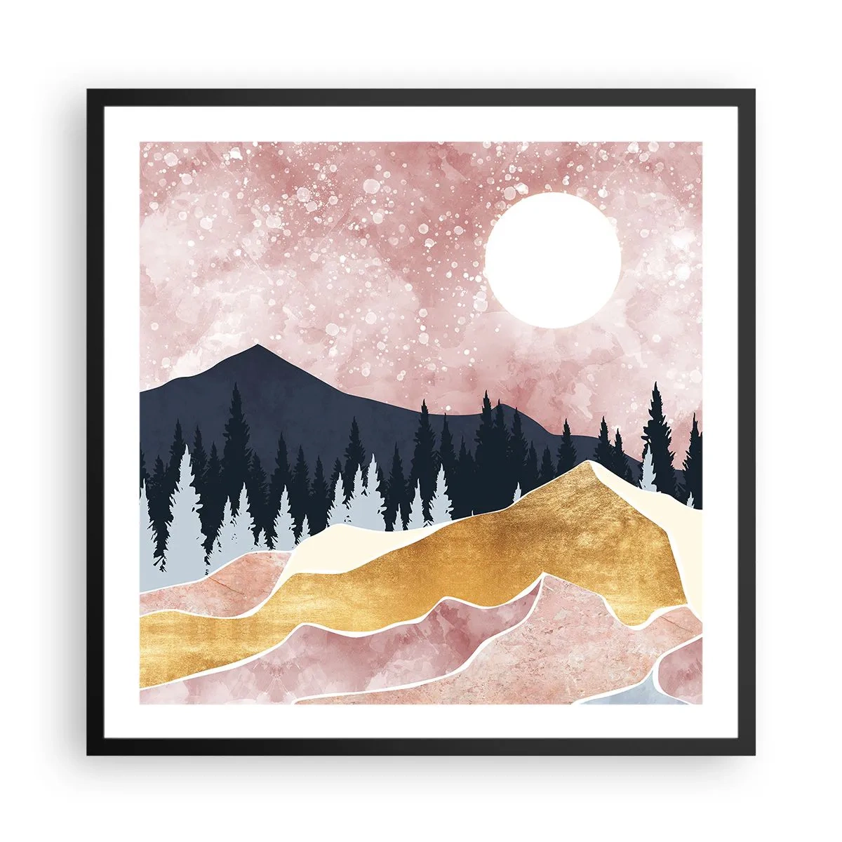 Póster en marco negro - Vigilancia nocturna - 60x60 cm