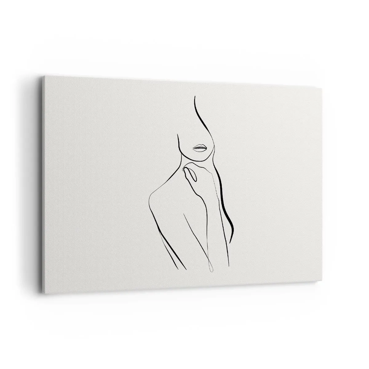Cuadro sobre lienzo - Impresión de Imagen - Un boceto minimalista de la silueta de una mujer sobre un fondo claro. - 120x80cm - Una ola de melancolía - Decoración de pared moderna para salón y dormitorio ARTTOR