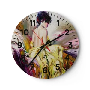 Reloj de pared - Reloj de vidrio - La hermosura y frescura de la flor - 30x30 cm