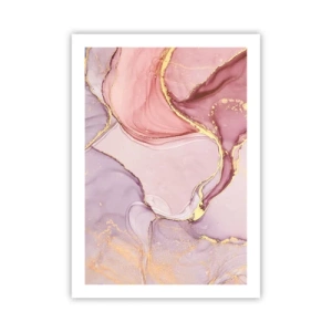 Póster - Una combinación abstracta de tonos pastel con acentos dorados. - 50x70cm - Caricia de colores - Decoración de pared moderna para salón y dormitorio ARTTOR
