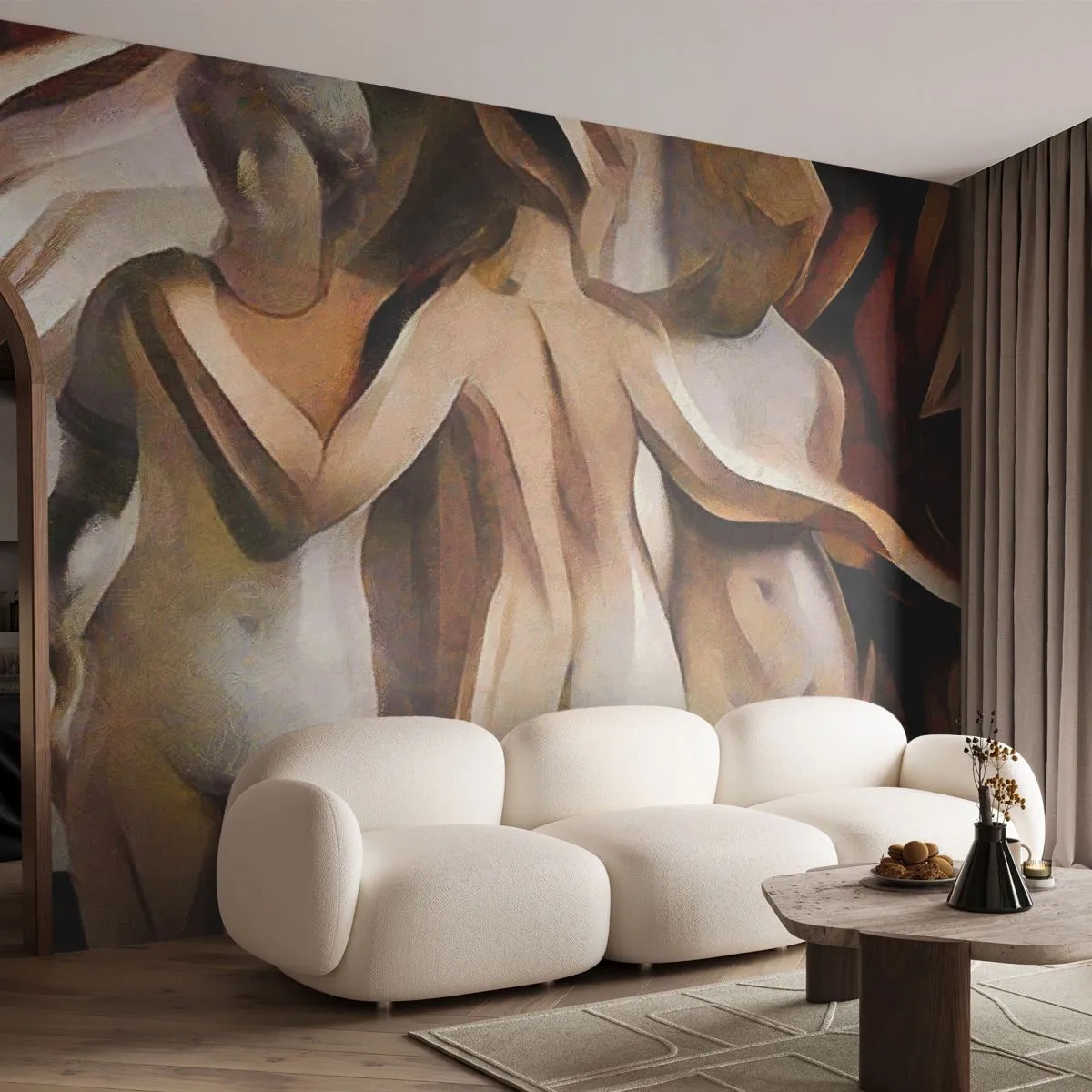 Fotomural Standard Eco - Las tres Gracias 2.0 - Mujer, Cubismo, Pedazo - 400x280 cm