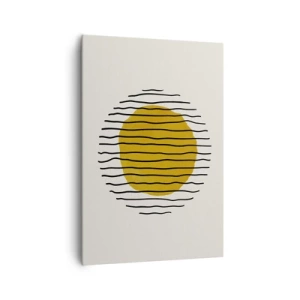 Cuadro sobre lienzo - Impresión de Imagen - Un motivo minimalista con un círculo amarillo y líneas negras. - 70x100cm - Abstracción cálida - Decoración de pared moderna para salón y dormitorio ARTTOR
