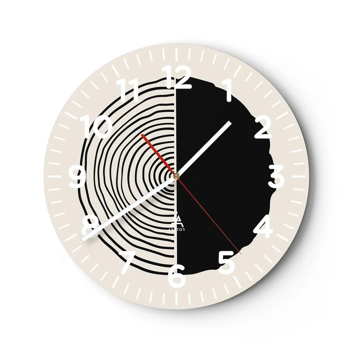 Reloj de pared - Reloj de vidrio - Mitad y mitad - 30x30 cm